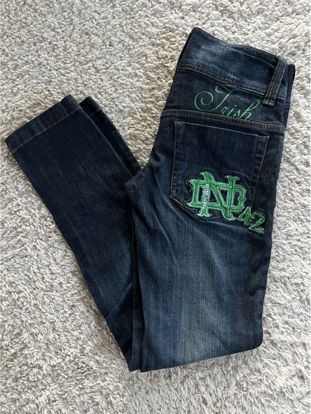 Notre Dame Fighting Irish Jeans E5 College Classics Womens Pants Size 3 Y2K EUC!
